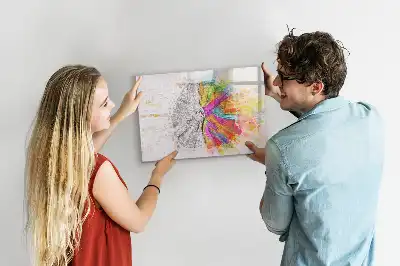Popisovatelná magnetická tabule s motivem abstrakce mozku