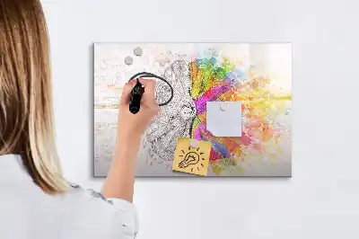 Popisovatelná magnetická tabule s motivem abstrakce mozku
