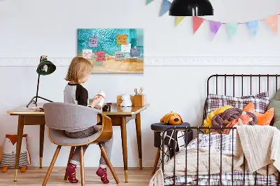 Popisovatelná magnetická tabule s motivem mořské pláže s lidmi
