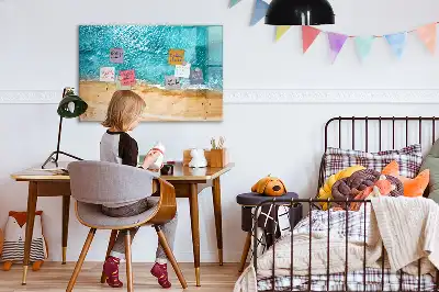 Popisovatelná magnetická tabule s motivem mořské pláže s lidmi