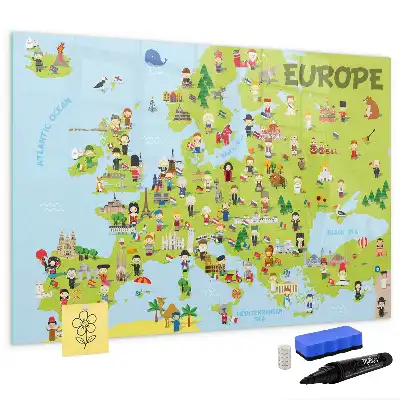 Magnetická mapa světa s vlajkami a popisovatelným povrchem