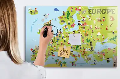 Magnetická mapa světa s vlajkami a popisovatelným povrchem