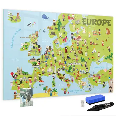 Magnetická mapa světa s vlajkami a popisovatelným povrchem