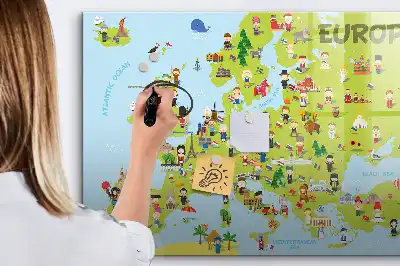 Magnetická mapa světa s vlajkami a popisovatelným povrchem
