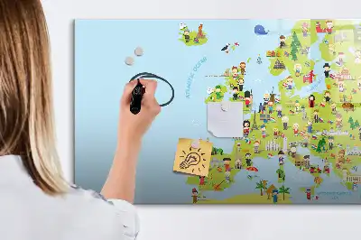 Magnetická mapa světa s vlajkami a popisovatelným povrchem