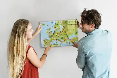 Magnetická mapa světa s vlajkami a popisovatelným povrchem