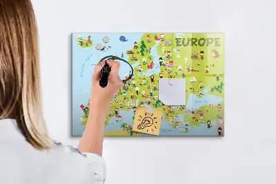 Magnetická mapa světa s vlajkami a popisovatelným povrchem
