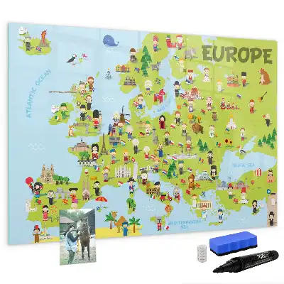Magnetická mapa světa s vlajkami a popisovatelným povrchem