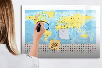 Magnetická kreslící tabule s motivem mapy světa