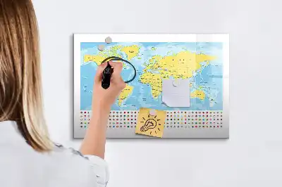 Magnetická kreslící tabule s motivem mapy světa