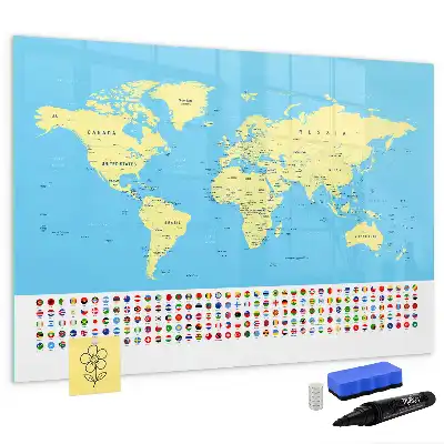 Popisovatelná magnetická tabule klasická mapa světa