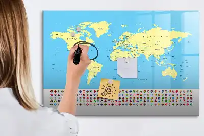 Popisovatelná magnetická tabule klasická mapa světa