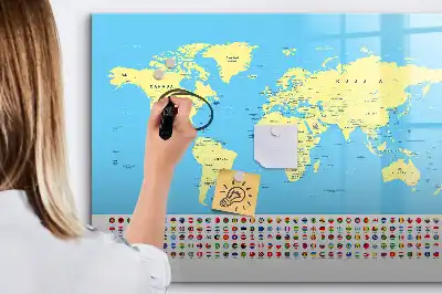 Popisovatelná magnetická tabule klasická mapa světa