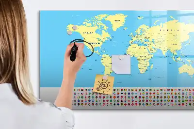 Popisovatelná magnetická tabule klasická mapa světa