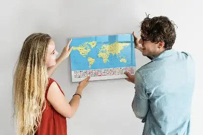 Popisovatelná magnetická tabule klasická mapa světa