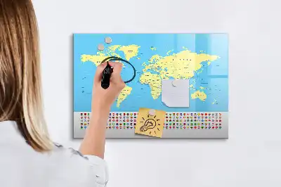 Popisovatelná magnetická tabule klasická mapa světa