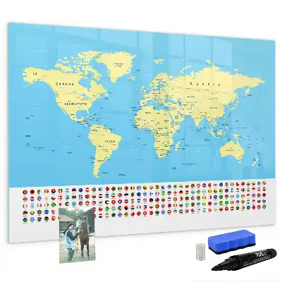Popisovatelná magnetická tabule klasická mapa světa