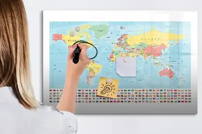 Magnetická kreslící tabule geografická mapa světa