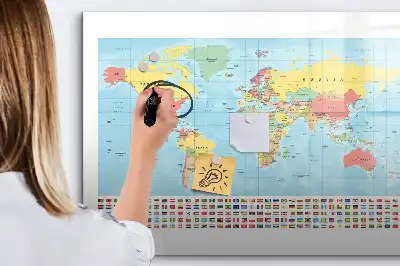 Magnetická kreslící tabule geografická mapa světa