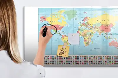 Magnetická kreslící tabule geografická mapa světa