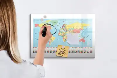 Magnetická kreslící tabule geografická mapa světa