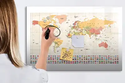 Magnetická tabule s mapou světa v popisovatelném provedení