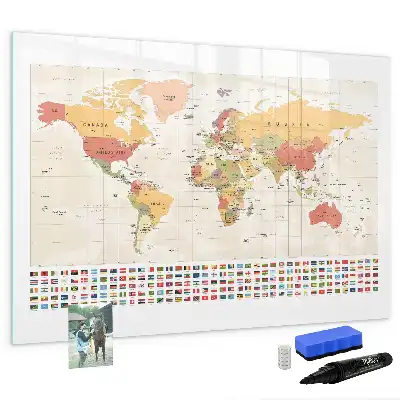 Magnetická tabule s mapou světa v popisovatelném provedení