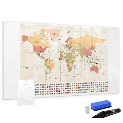 Magnetická tabule s mapou světa v popisovatelném provedení