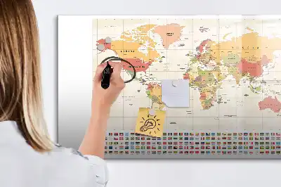 Magnetická tabule s mapou světa v popisovatelném provedení
