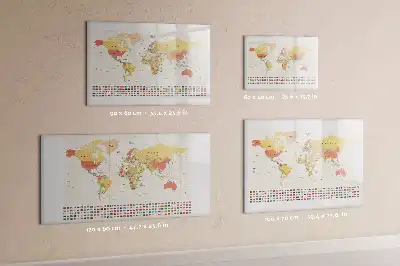 Magnetická tabule s mapou světa v popisovatelném provedení