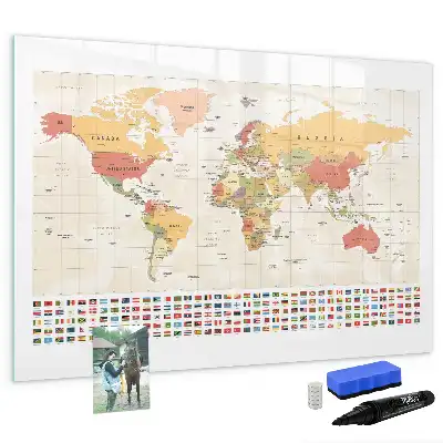 Magnetická tabule s mapou světa v popisovatelném provedení
