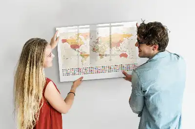 Magnetická tabule s mapou světa v popisovatelném provedení
