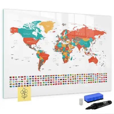 Popisovatelná magnetická tabule barevná mapa světa