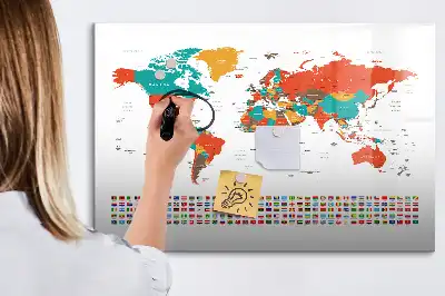 Popisovatelná magnetická tabule barevná mapa světa