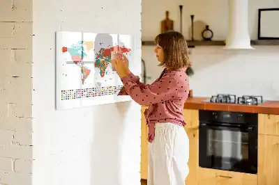 Popisovatelná magnetická tabule barevná mapa světa