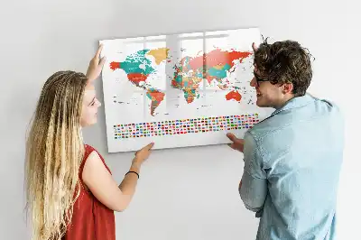 Popisovatelná magnetická tabule barevná mapa světa