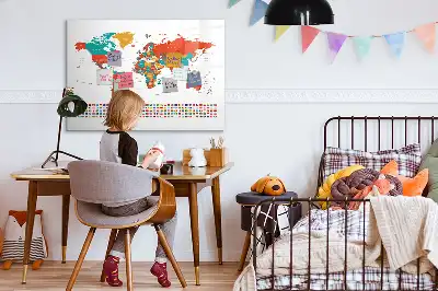 Popisovatelná magnetická tabule barevná mapa světa