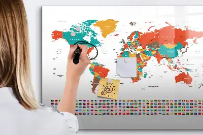 Popisovatelná magnetická tabule barevná mapa světa