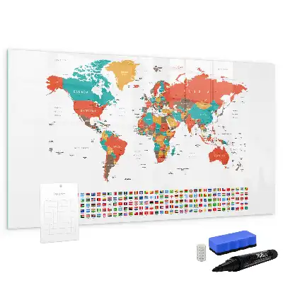 Popisovatelná magnetická tabule barevná mapa světa