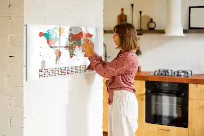 Popisovatelná magnetická tabule barevná mapa světa