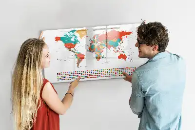 Popisovatelná magnetická tabule barevná mapa světa