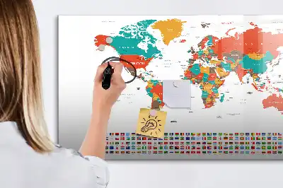 Popisovatelná magnetická tabule barevná mapa světa