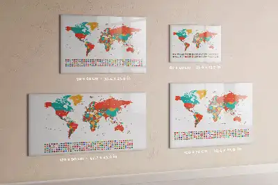 Popisovatelná magnetická tabule barevná mapa světa