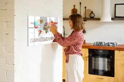 Popisovatelná magnetická tabule barevná mapa světa