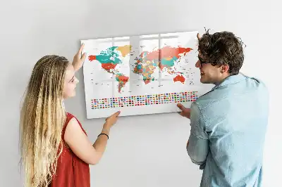 Popisovatelná magnetická tabule barevná mapa světa