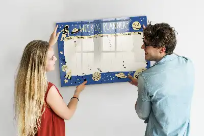 Popisovatelná magnetická tabule vesmírný týdenní plánovač
