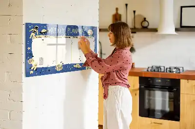 Popisovatelná magnetická tabule vesmírný týdenní plánovač