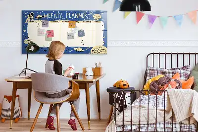 Popisovatelná magnetická tabule vesmírný týdenní plánovač