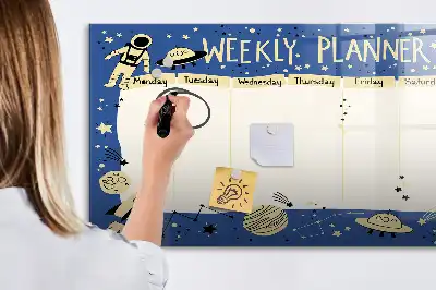 Popisovatelná magnetická tabule vesmírný týdenní plánovač