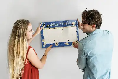Popisovatelná magnetická tabule vesmírný týdenní plánovač